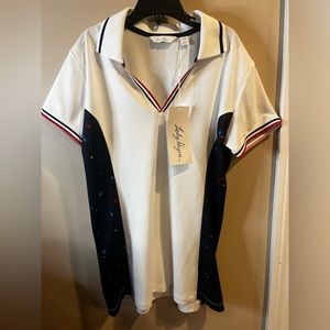 NWT Lady Hagen Golf Shirt V Neck Size XS Red white and blue